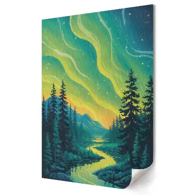 Poster decorativ Noapte verde sub stele