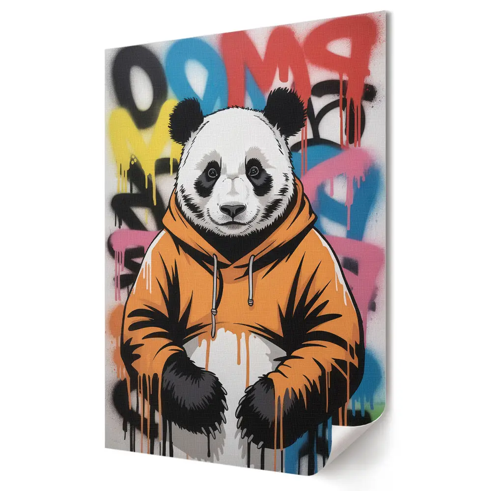 Tablou canvas cu panda elegant în stil urban
