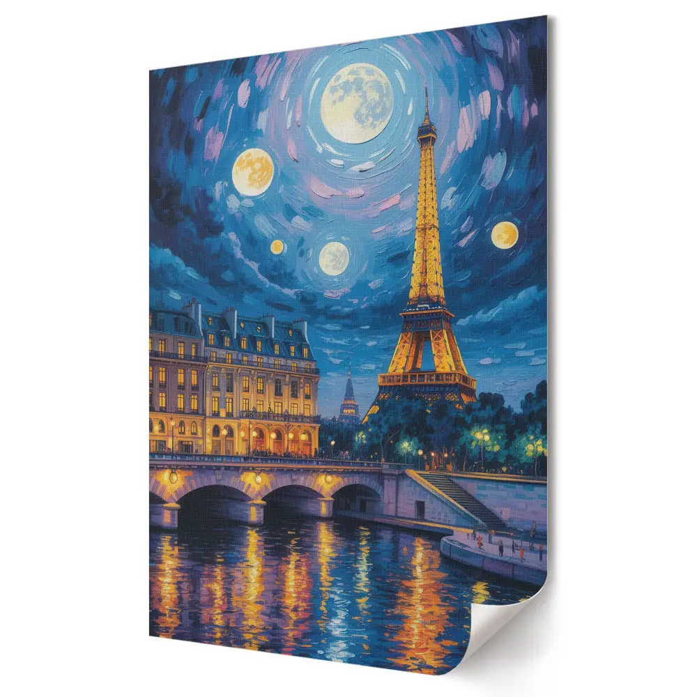 Poster decorativ cu Turnul Eiffel în noaptea pariziană