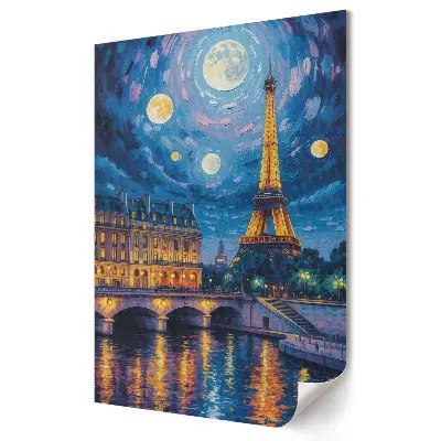 Poster decorativ cu Turnul Eiffel în noaptea pariziană