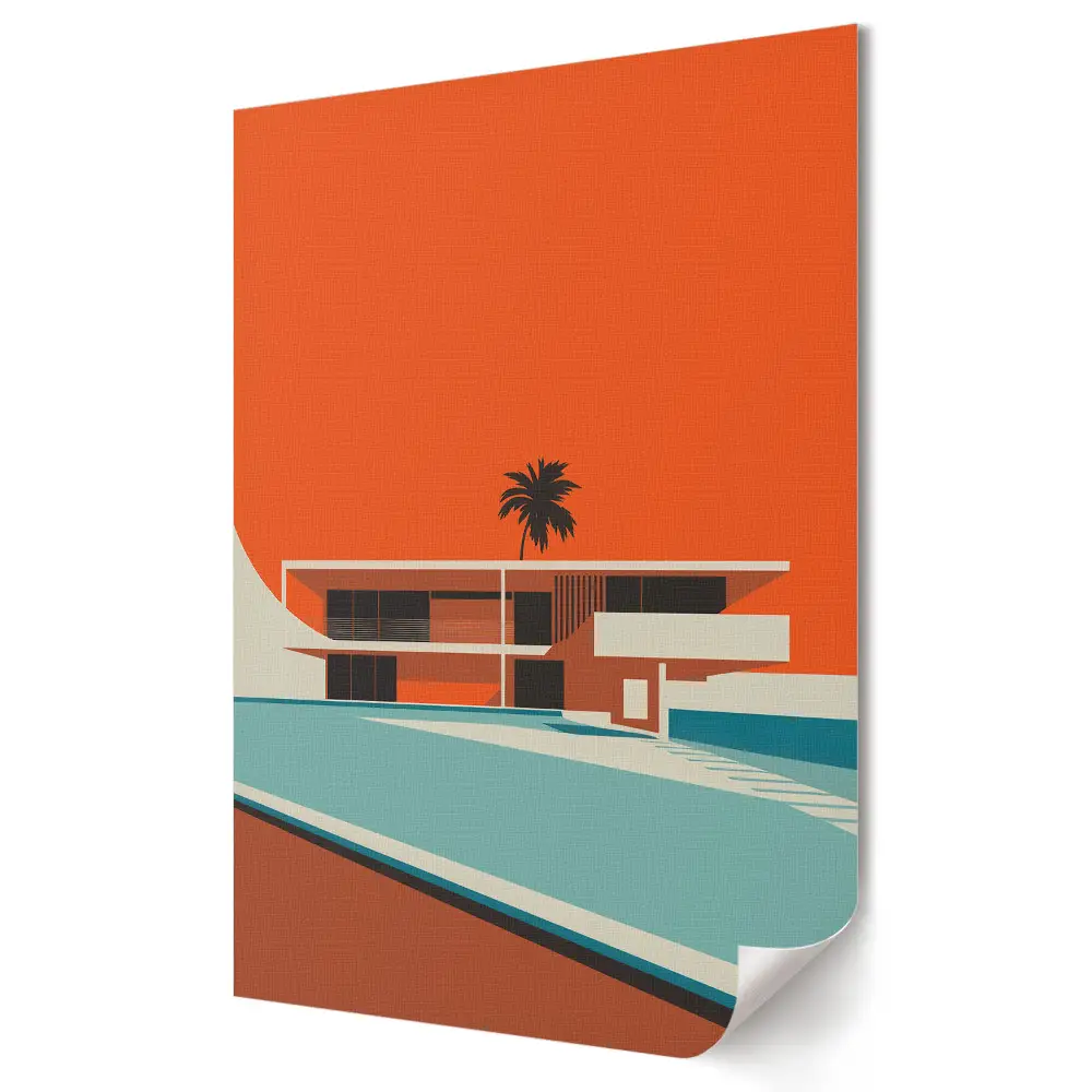Poster decorativ cu vilă modernă în stil minimalist