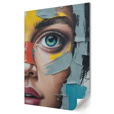 Tablou canvas cu grafică murală ochi expresivi plini de emoție și culoare