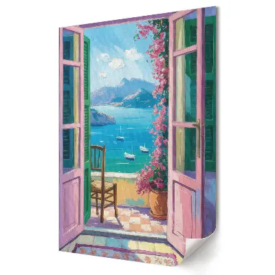 Tablou canvas cu vedere la mare și flori