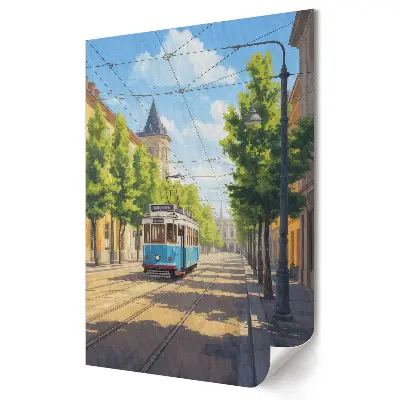 Tablou canvas cu tramvai în peisaj urban