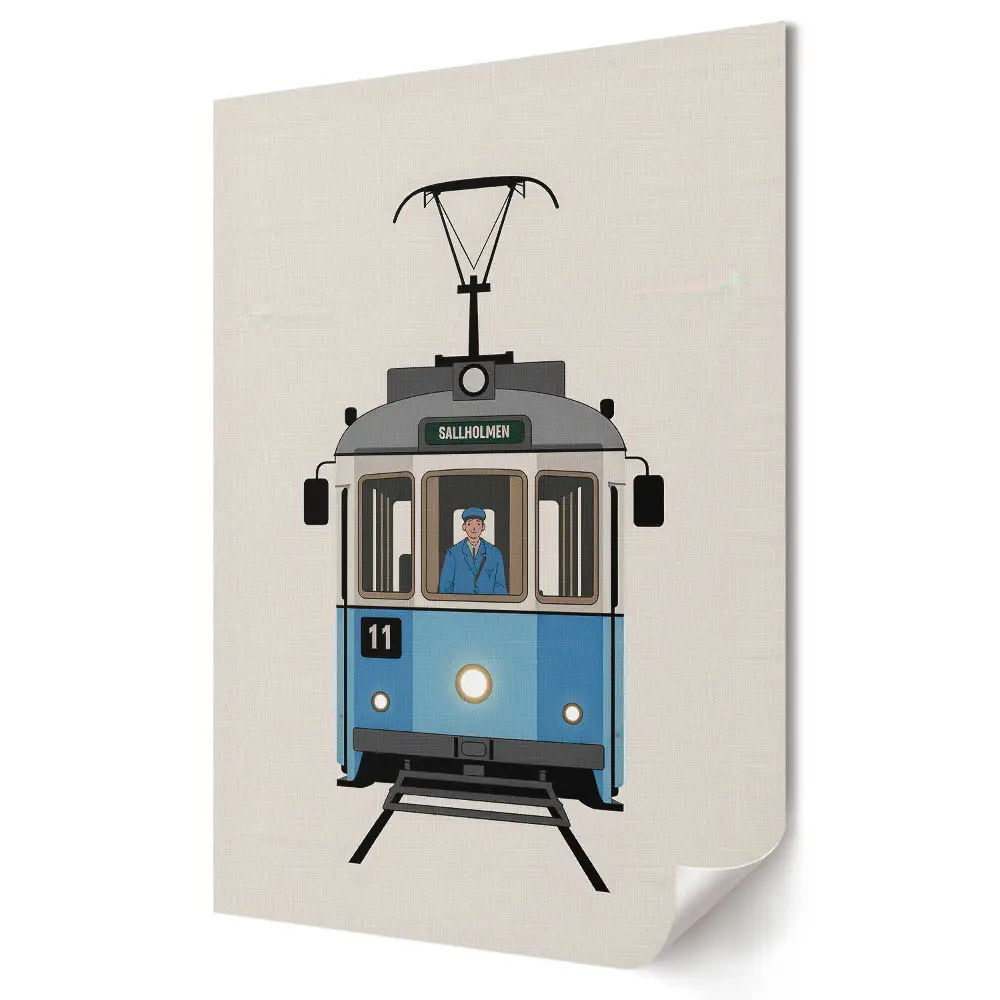 Poster de perete cu tramvai în stil retro