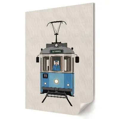 Poster de perete cu tramvai în stil retro