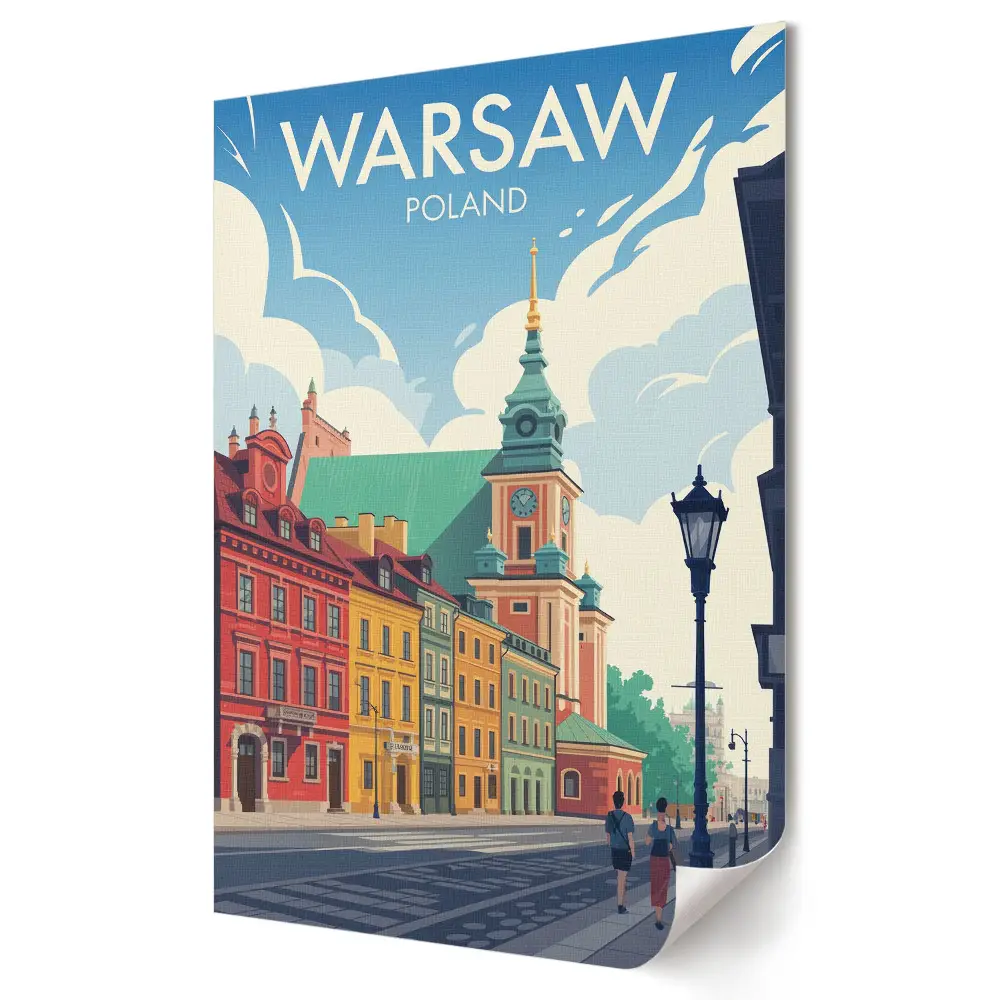Poster decorativ Varșovia: O aventură urbană colorată