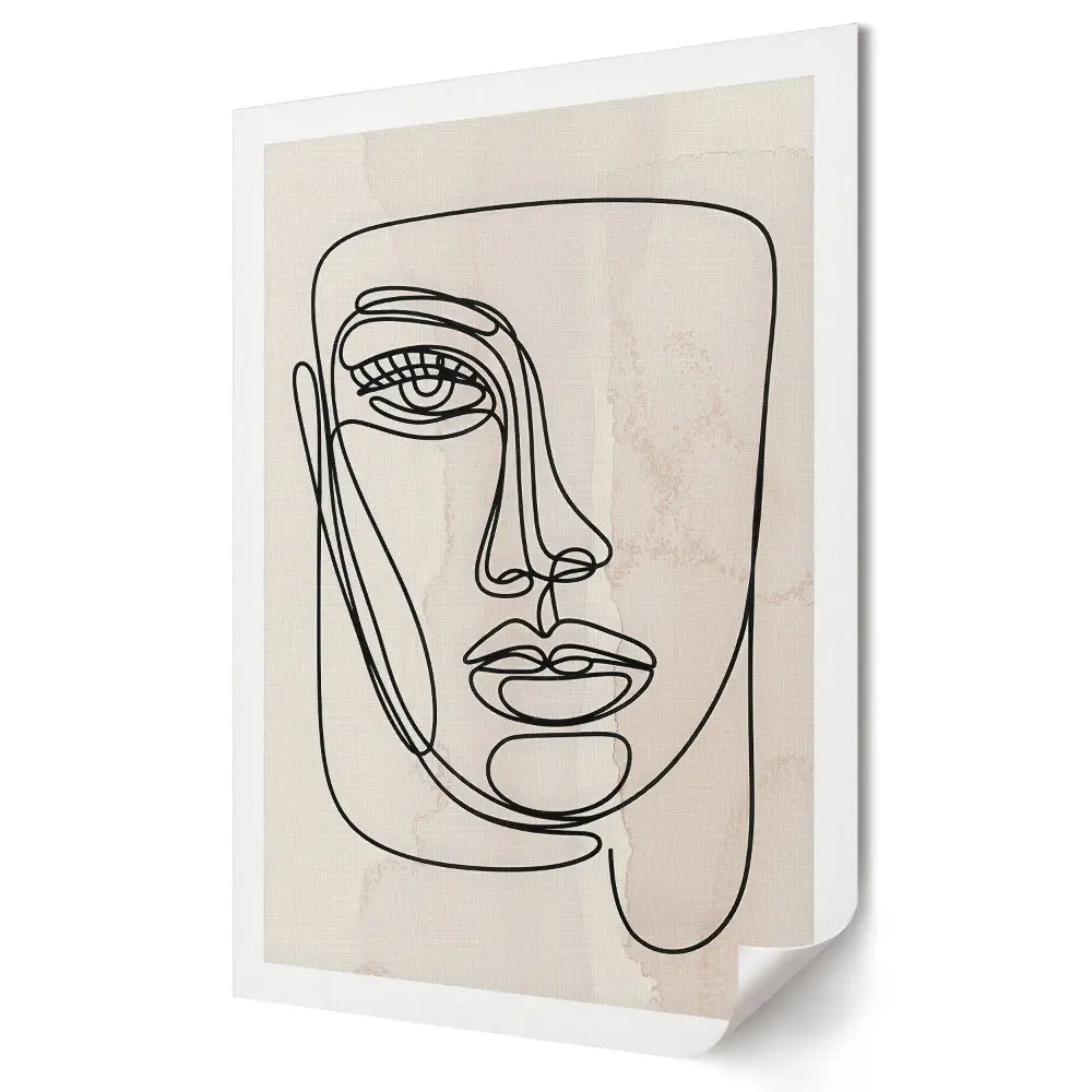 Poster de perete cu portret minimalist în linii continue