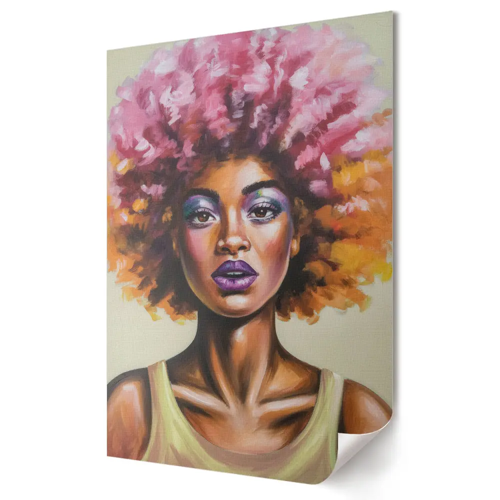 Poster de perete cu portret de coafură afro colorată