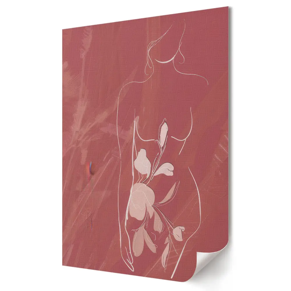 Tablou canvas cu siluetă florală pe fundal roz