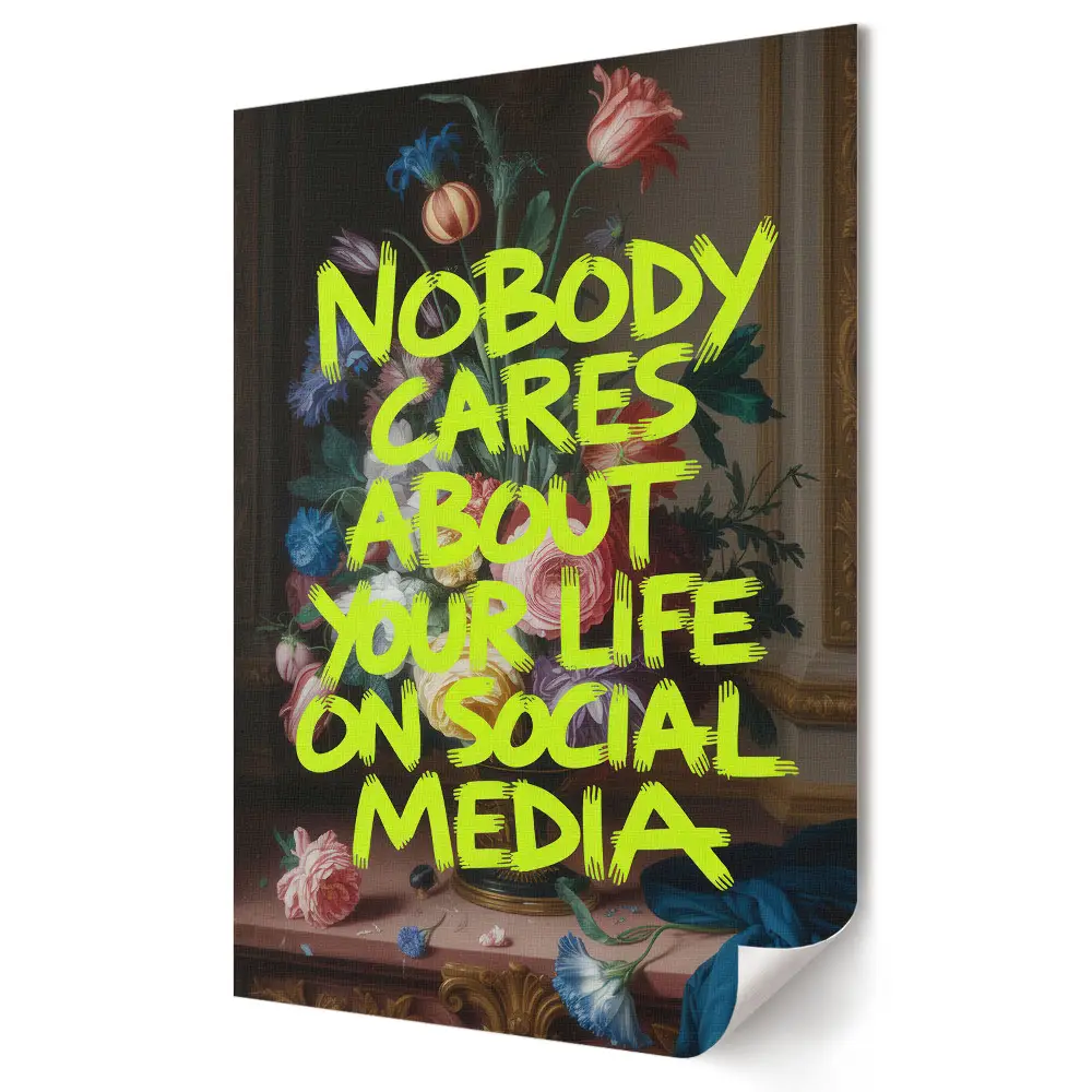 Tablou canvas cu grafică murală despre critica vieții pe rețelele de socializare