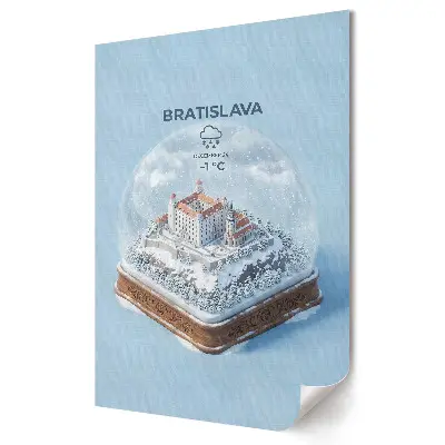 Poster decorativ din sticlă cu peisaj de iarnă în Bratislava