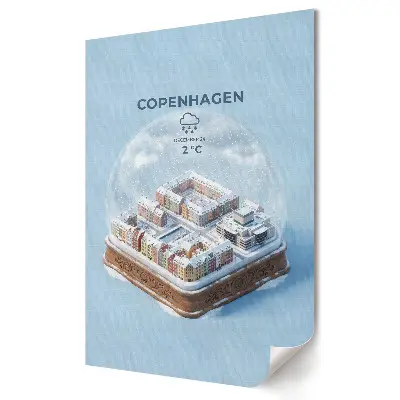 Tablou canvas Magia iernii din Copenhaga într-un glob de sticlă