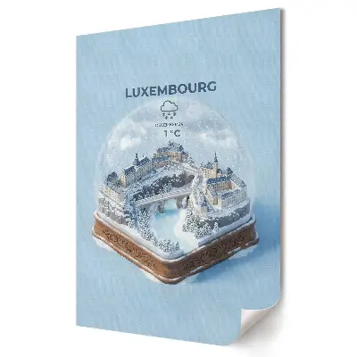 Poster decorativ cu sfera panoramică a Luxemburgului pe timp de iarnă
