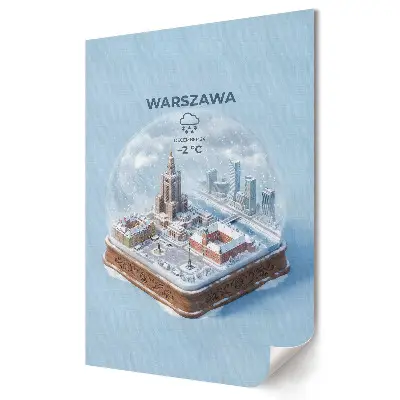 Poster decorativ cu Varșovia într-un glob de zăpadă de iarnă