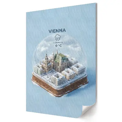 Tablou canvas panoramă de iarnă a Vienei într-o sferă