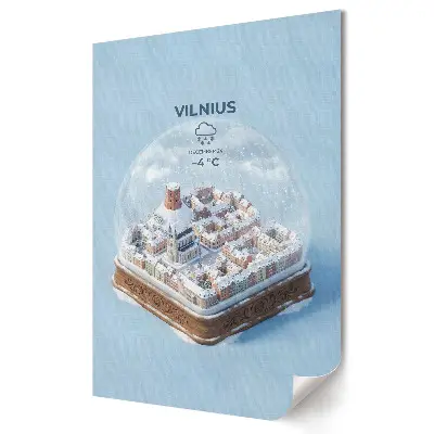 Poster de perete cu peisaj de iarnă în sferă de sticlă din Vilnius