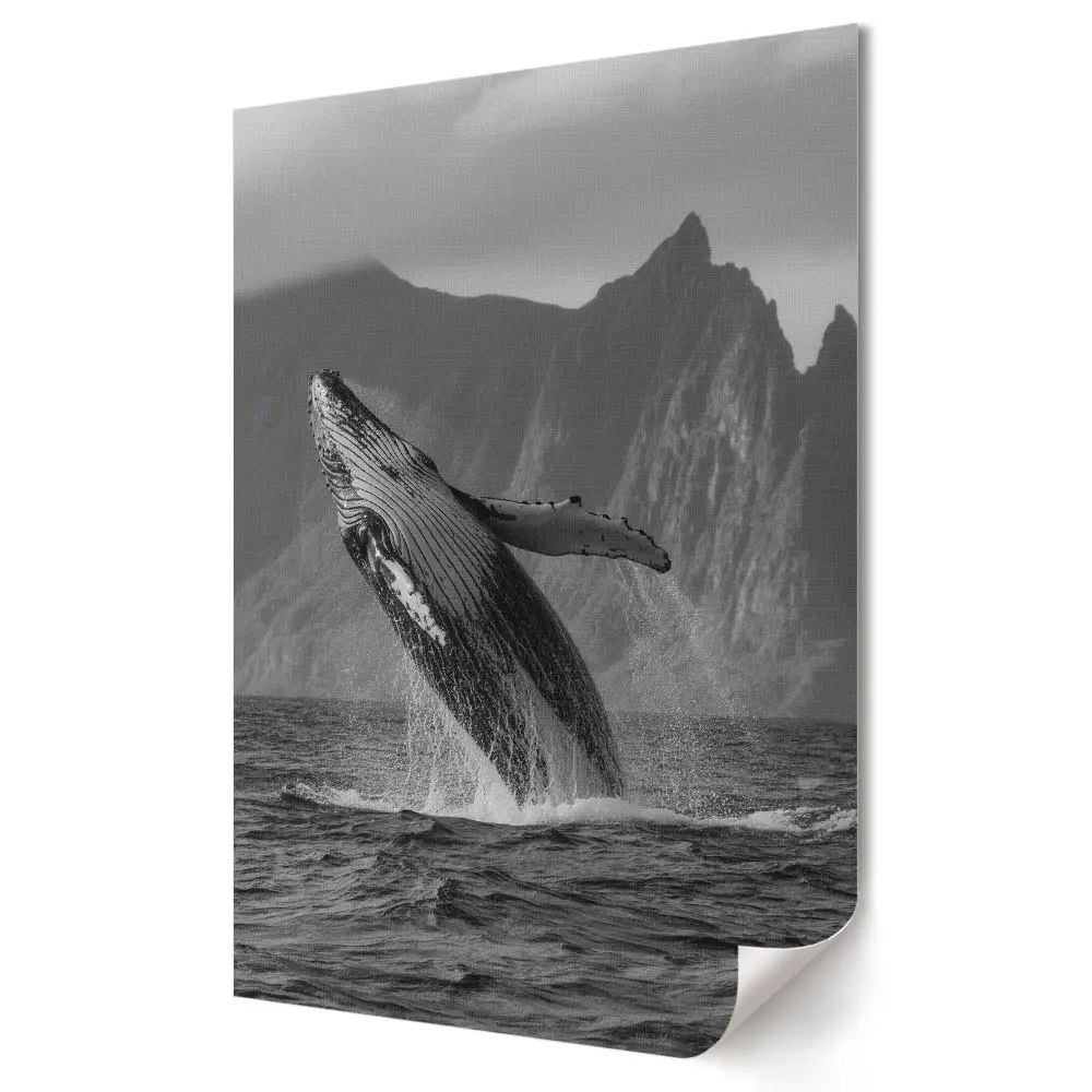 Tablou canvas cu peisaj monocromatic cu balenă