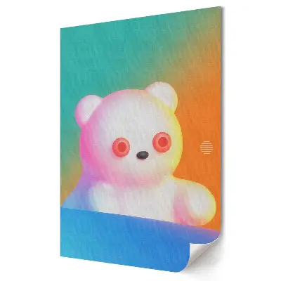 Poster de perete cu un ursuleț de pluș colorat pe fundal abstract