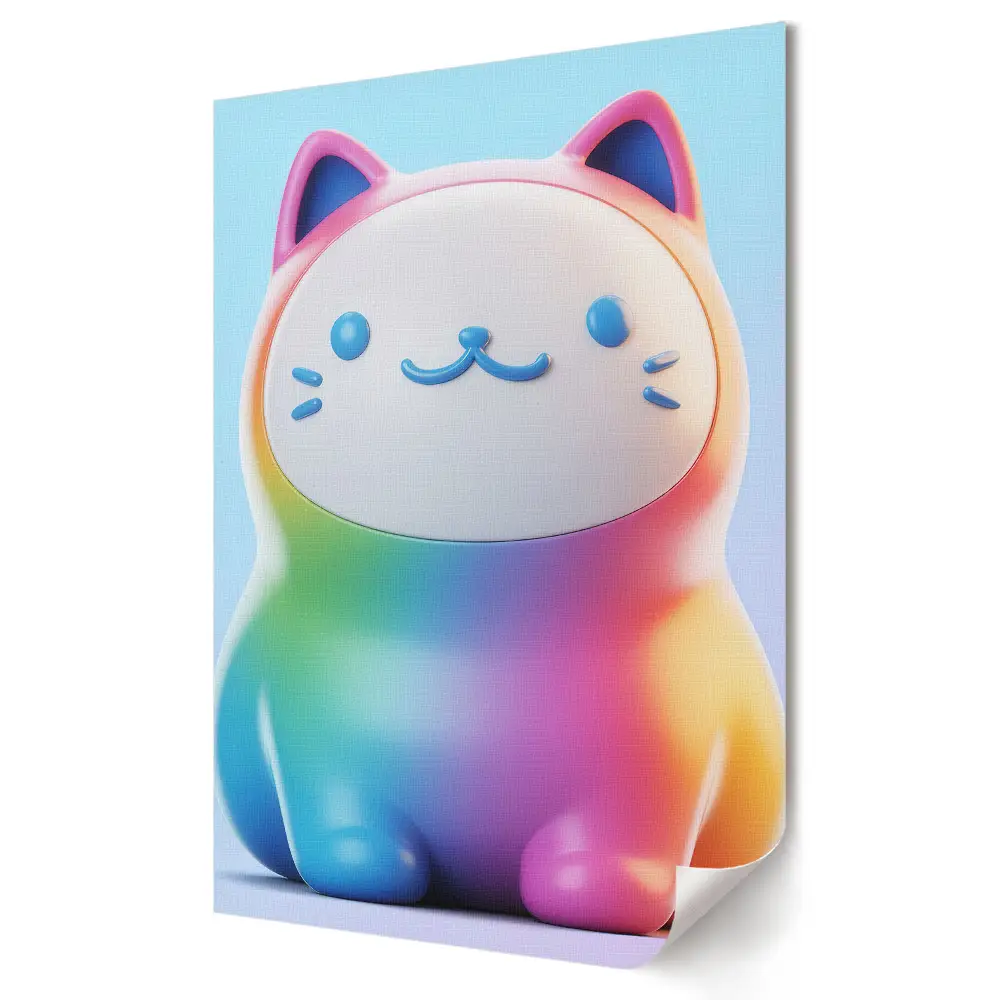 Poster decorativ cu pisicuță kawaii colorată