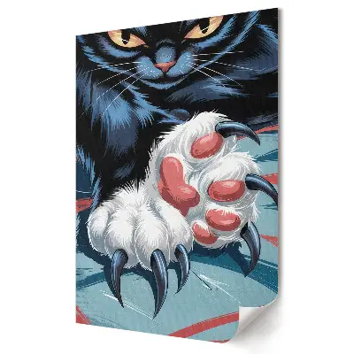 Tablou canvas cu grafică murală reprezentând gheara unei pisici negre