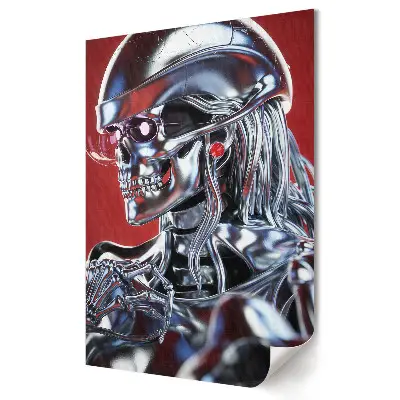 Poster decorativ cu cyborg futurist cu aspect metalic