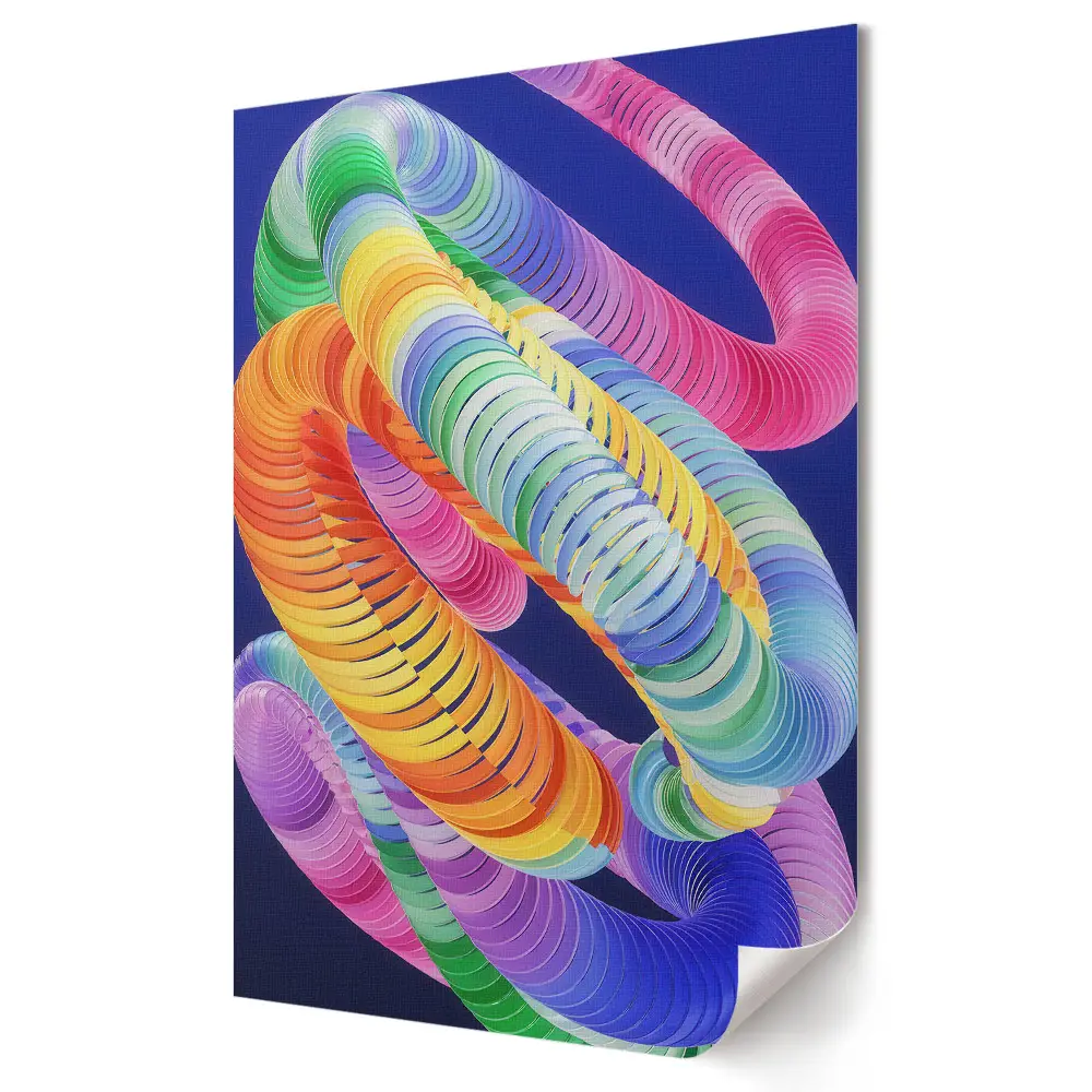 Tablou canvas cu grafică murală reprezentând spirale colorate în mișcare dinamică