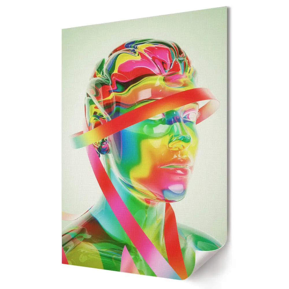 Tablou canvas cu portret futurist colorat