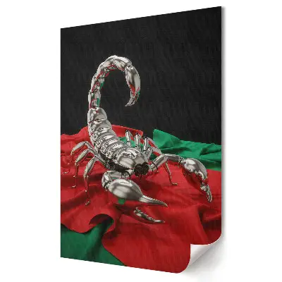 Poster de perete cu scorpion metalic pe fundal de steag
