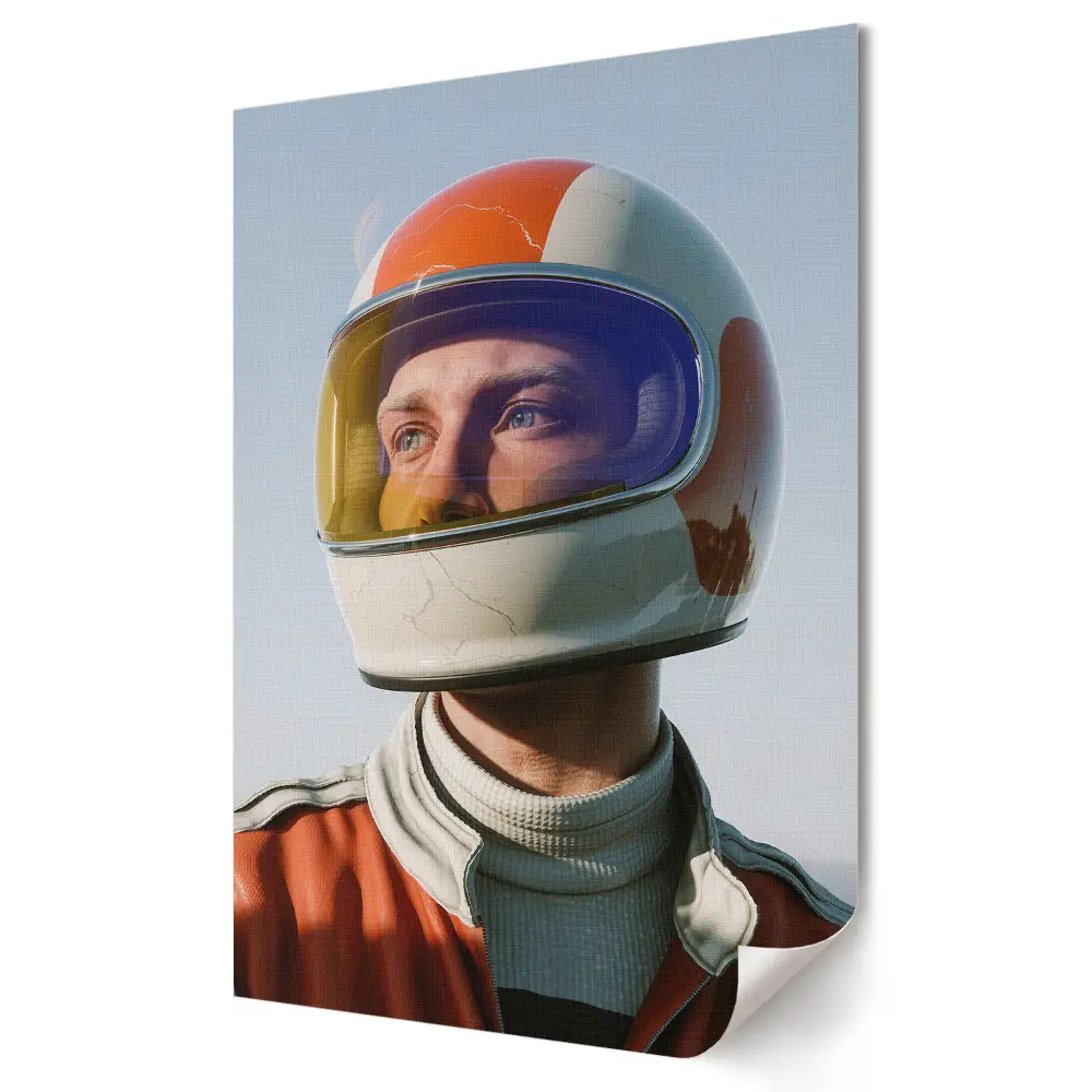 Tablou canvas cu grafică murală reprezentând un călător spațial cu cască retro