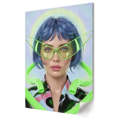 Poster de perete cu design de modă futuristă în culori neon