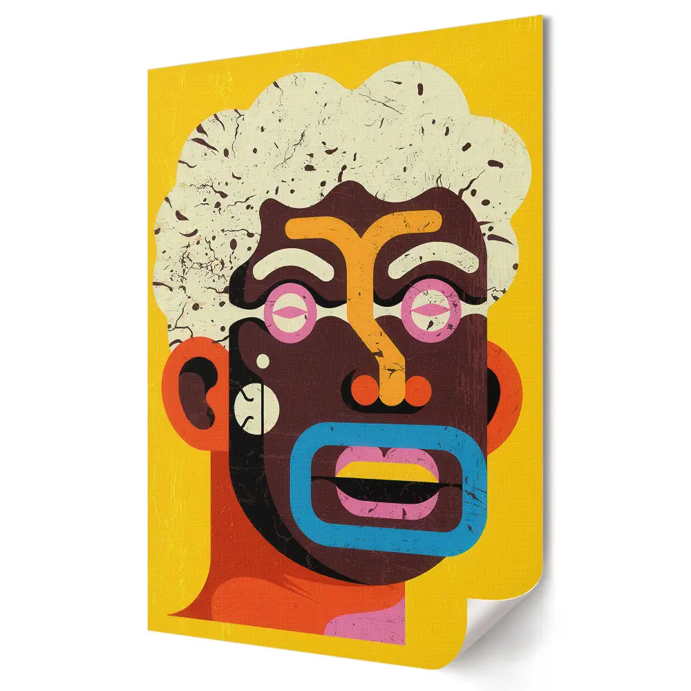 Poster decorativ cu portret colorat de femeie afro purtând ochelari