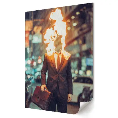 Tablou canvas cu grafică murală Cap arzător în zgomotul orașului