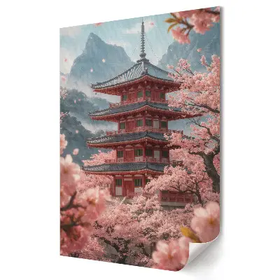 Tablou canvas Flori de primăvară într-un peisaj japonez