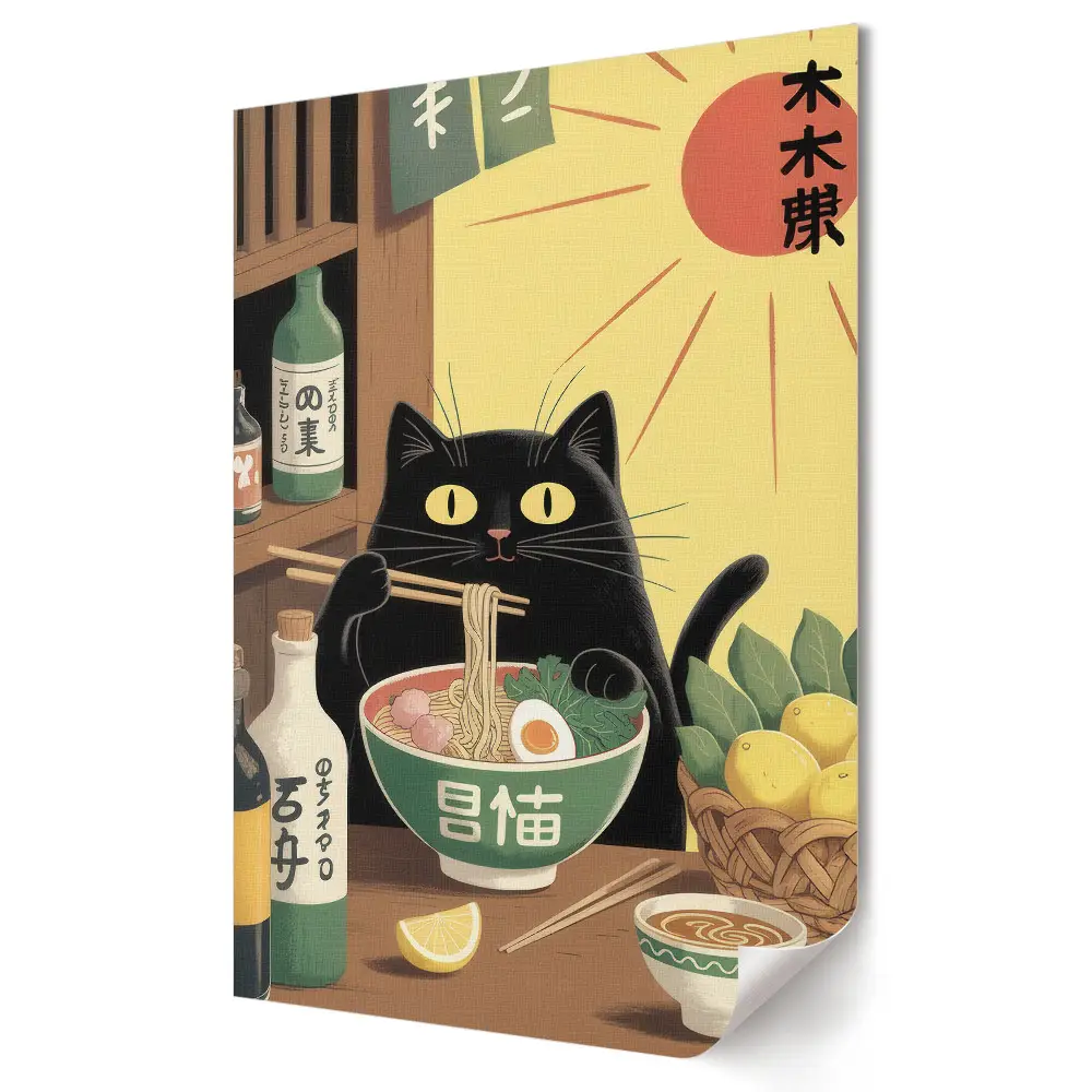 Poster decorativ O sărbătoare pentru pisici în stil japonez