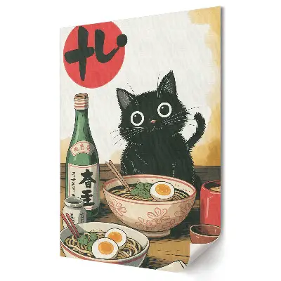 Tablou canvas cu grafică murală reprezentând o sărbătoare a pisicilor în stil japonez