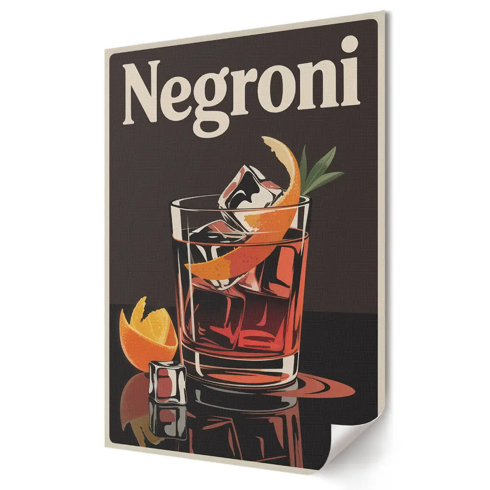 Poster decorativ cu cocktail Negroni în stil retro
