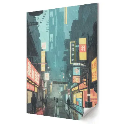 Tablou canvas Stradă de noapte într-un oraș futurist