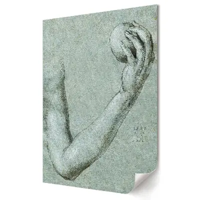 Tablou canvas cu grafică murală reprezentând o mână care ține o minge în mișcare