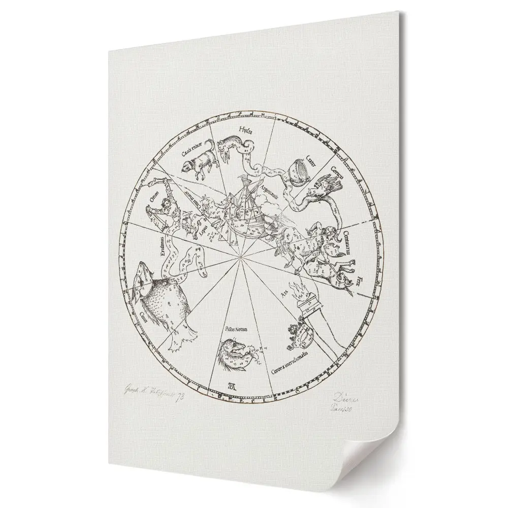 Poster decorativ cu harta constelațiilor și a semnelor zodiacale