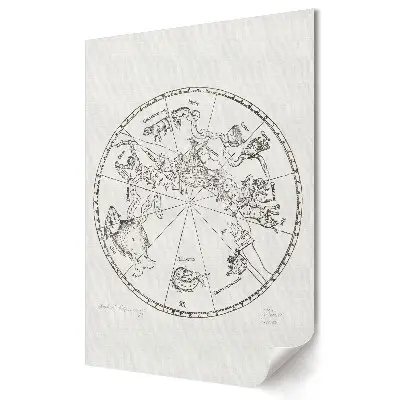 Poster decorativ cu harta constelațiilor și a semnelor zodiacale