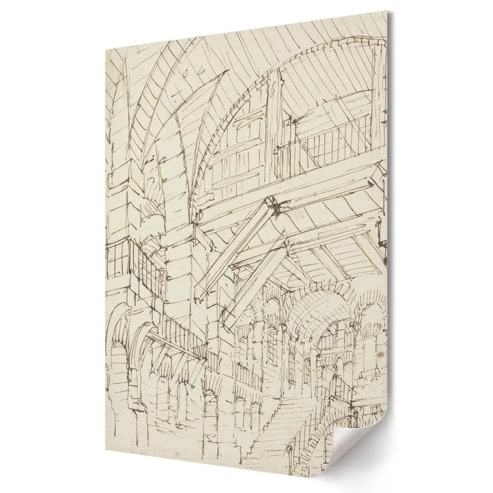 Tablou canvas cu grafică murală reprezentând interior istoric