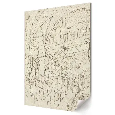 Tablou canvas cu grafică murală reprezentând interior istoric