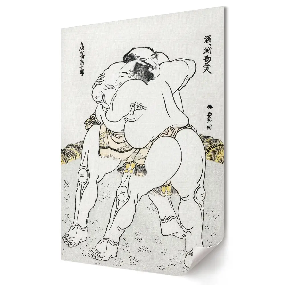 Tablou canvas cu grafică murală reprezentând un luptător de sumo în stil japonez tradițional
