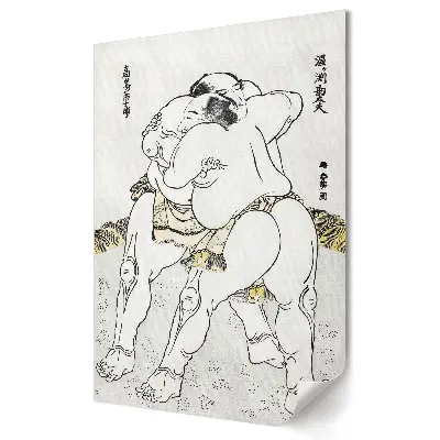 Tablou canvas cu grafică murală reprezentând un luptător de sumo în stil japonez tradițional