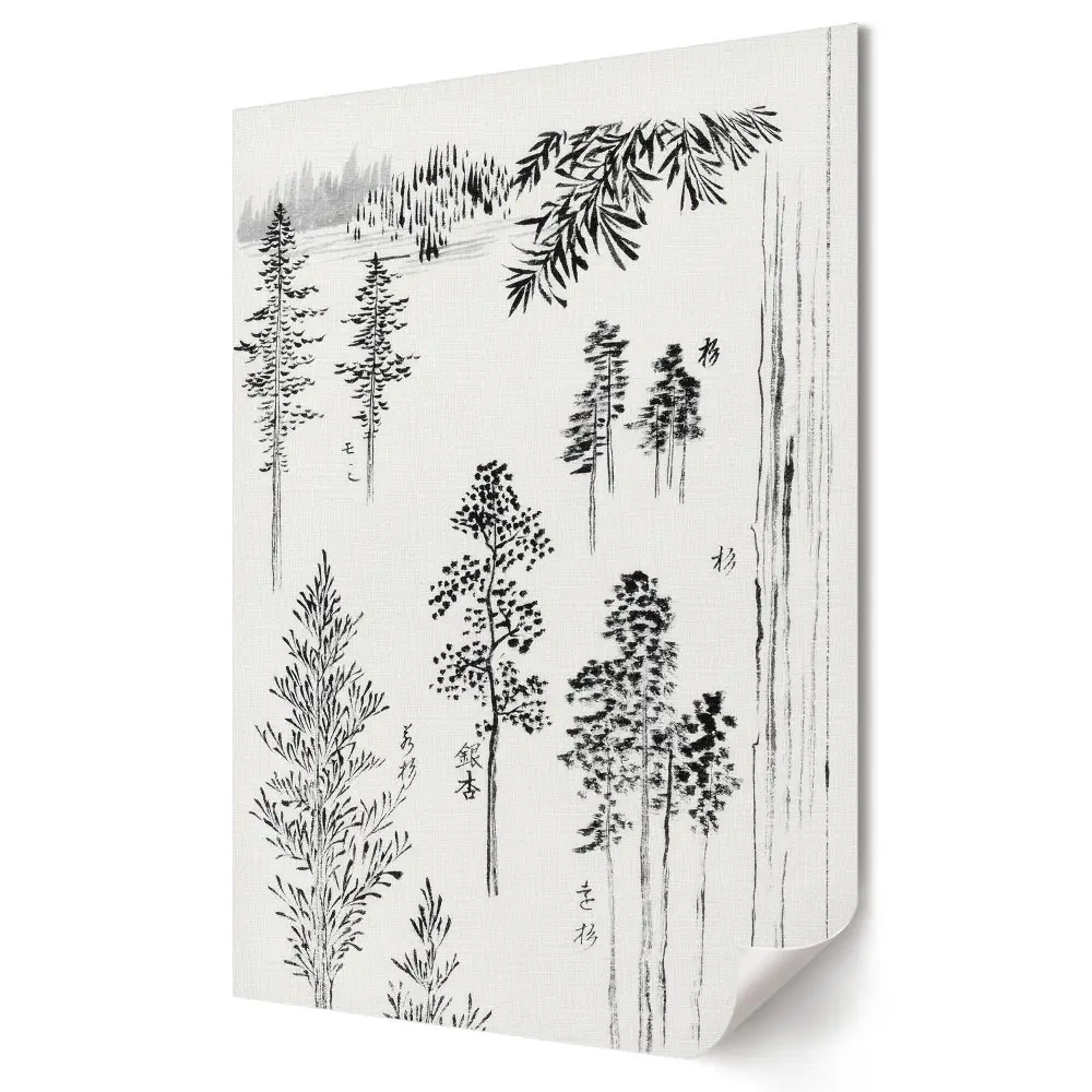 Tablou canvas cu peisaj forestier minimalist în nuanțe de negru