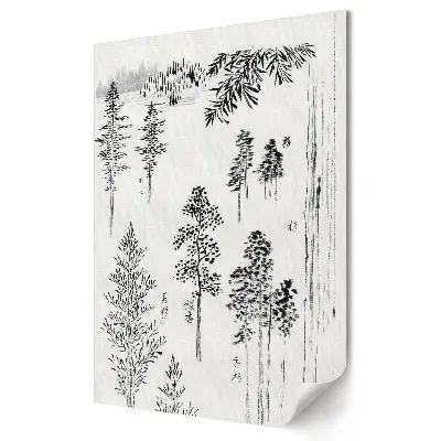 Tablou canvas cu peisaj forestier minimalist în nuanțe de negru