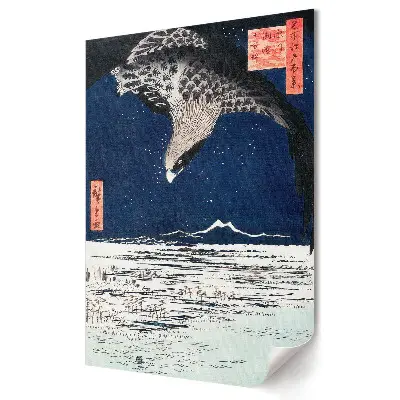 Poster de perete cu vultur în peisajul nocturn al Japoniei
