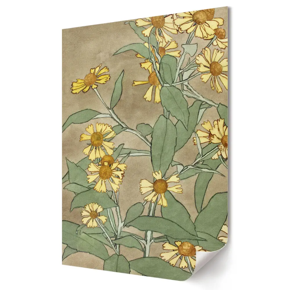 Poster decorativ cu flori în nuanțe delicate de verde