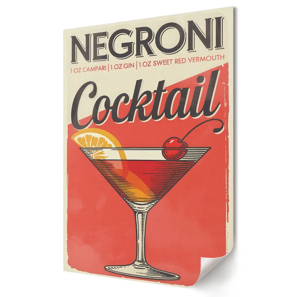 Tablou canvas cu design retro cocktail Negroni clasic